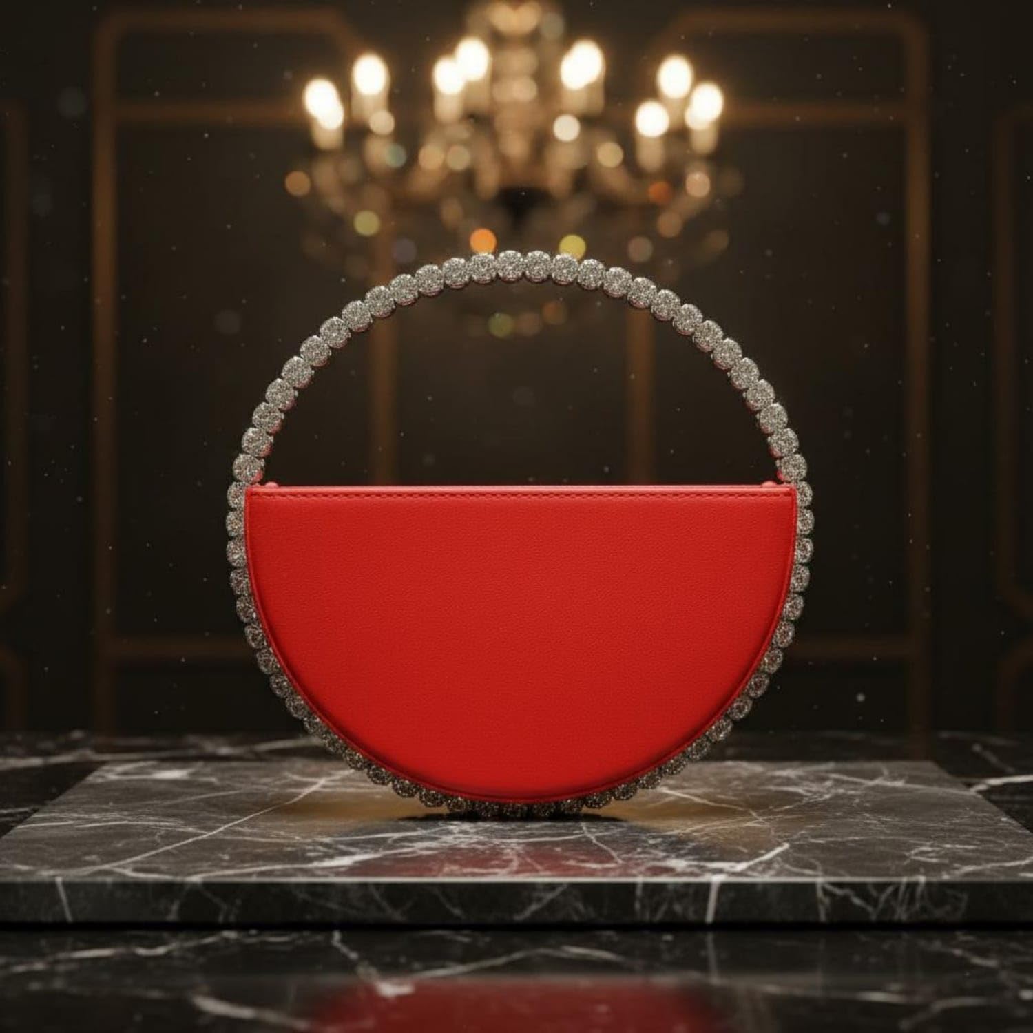 Elegant Rhinestone Circle Evening Clutch