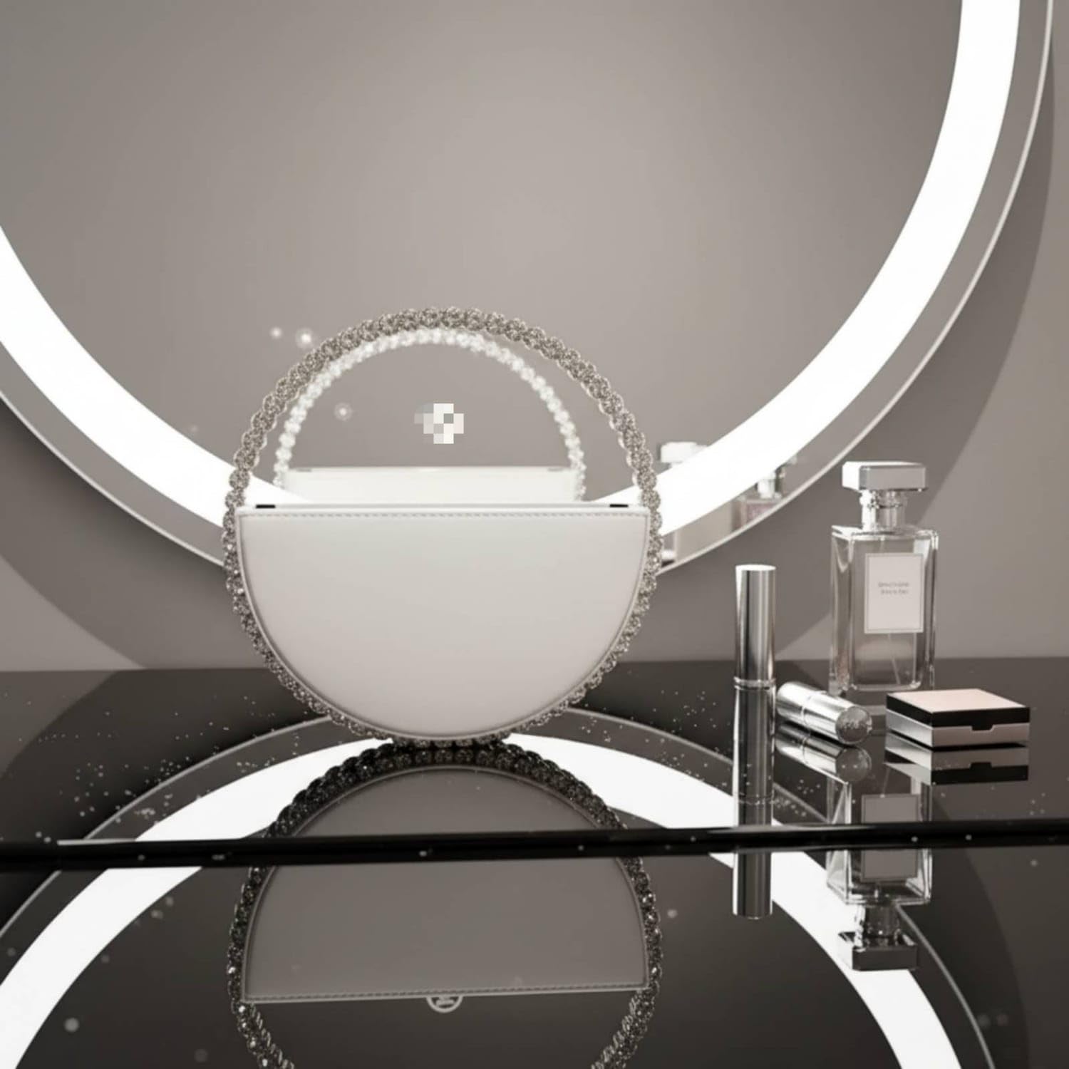 Elegant Rhinestone Circle Evening Clutch