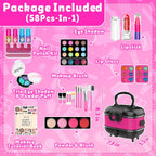 59 Pcs Kids Makeup Toys Kit for Girl, Non-Toxic Real Washable Pretend Set