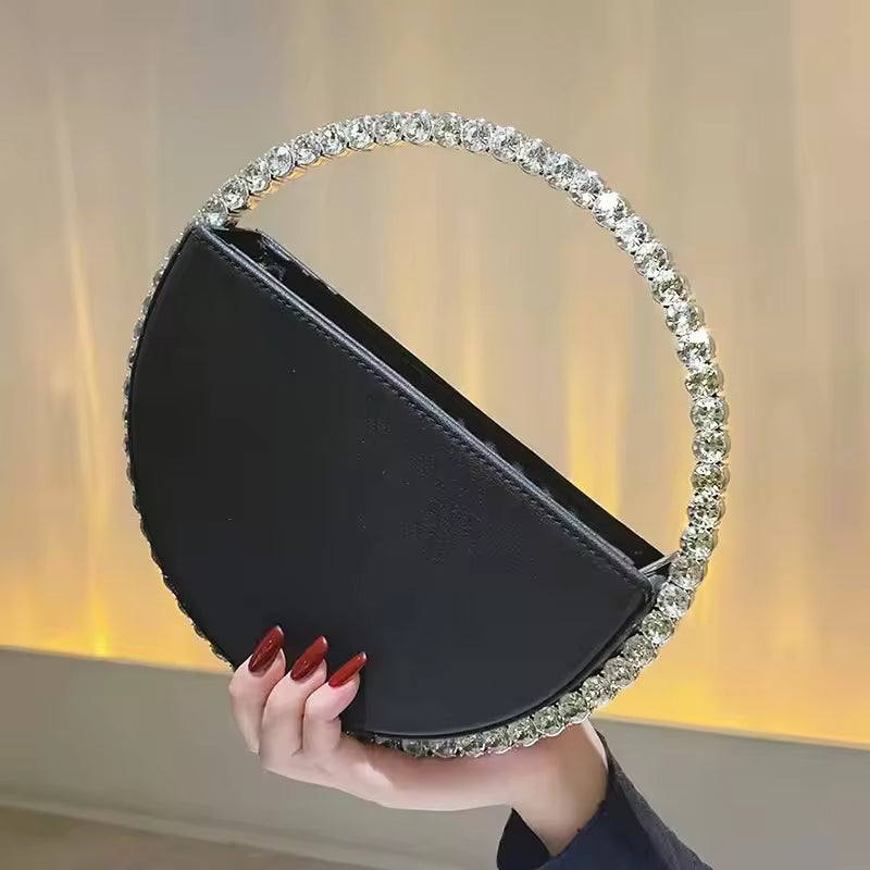 Elegant Rhinestone Circle Evening Clutch