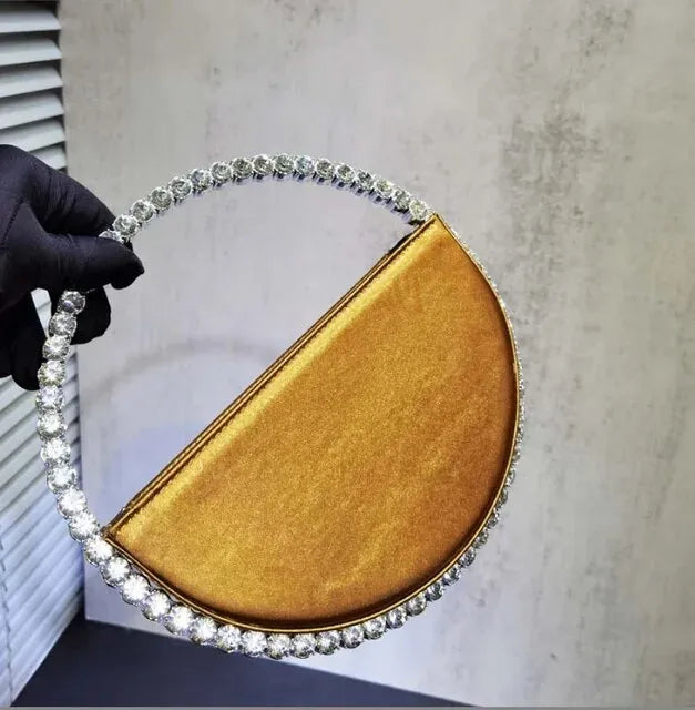 Elegant Rhinestone Circle Evening Clutch