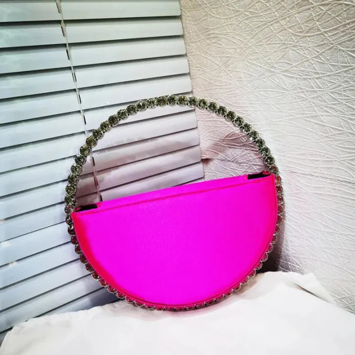 Elegant Rhinestone Circle Evening Clutch